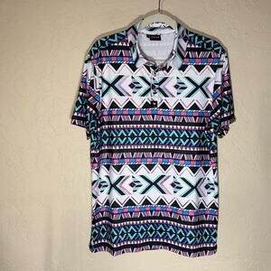 Bad birdie Aztec print golf polo